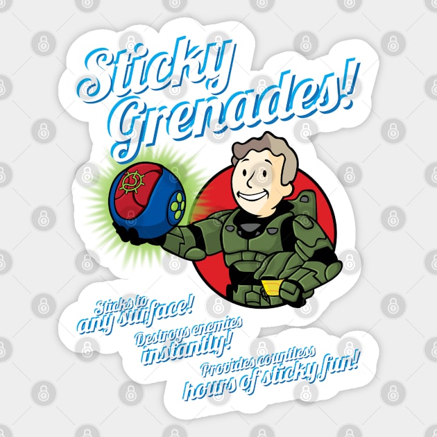 Sticky grenades Sticker by d4n13ldesigns